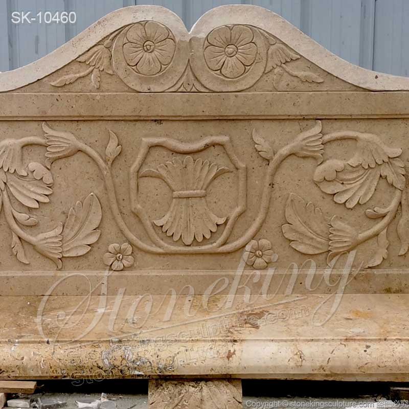  Hot Selling Natural Travertine Stone Outdoor Bench with Winged Lions for garden and home decoration 