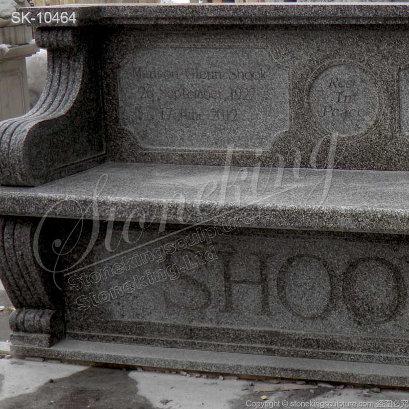 Personalized Black Granite Outdoor Memorial Bench for Cemetery or Grave Sites for sale