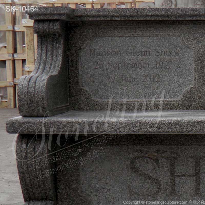 Personalized Black Granite Outdoor Memorial Bench for Cemetery or Grave Sites for sale