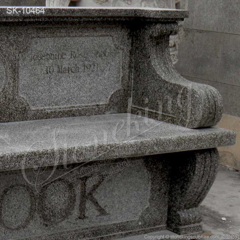 Personalized Black Granite Outdoor Memorial Bench for Cemetery or Grave Sites for sale