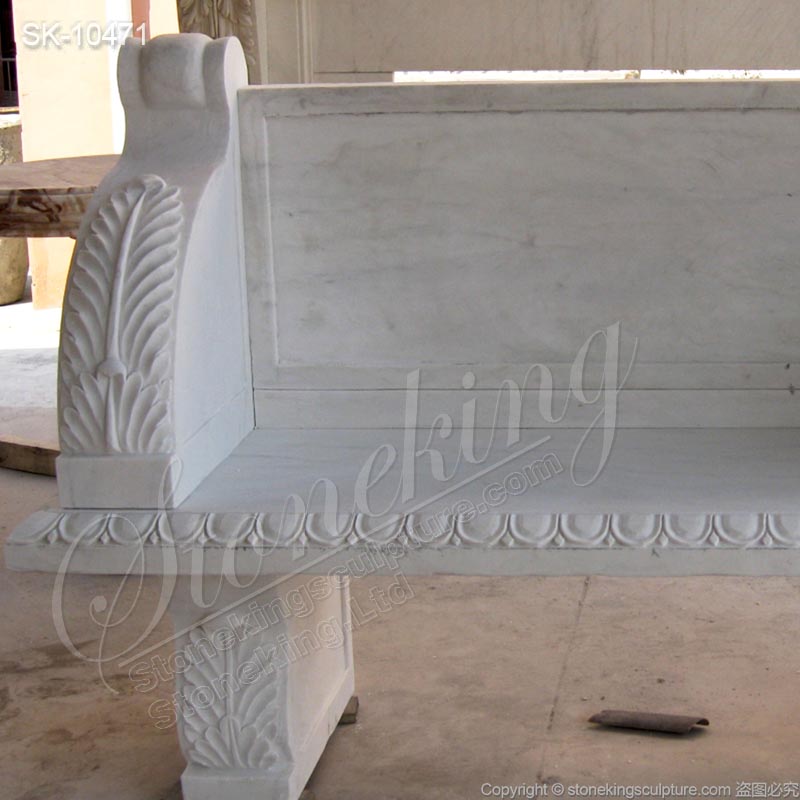 Factory Price Handcrafted White Marble Garden Bench for outside decoration for sale