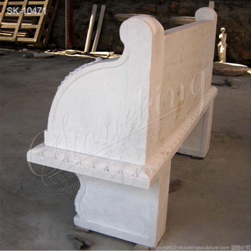 Factory Price Handcrafted White Marble Garden Bench for outside decoration for sale