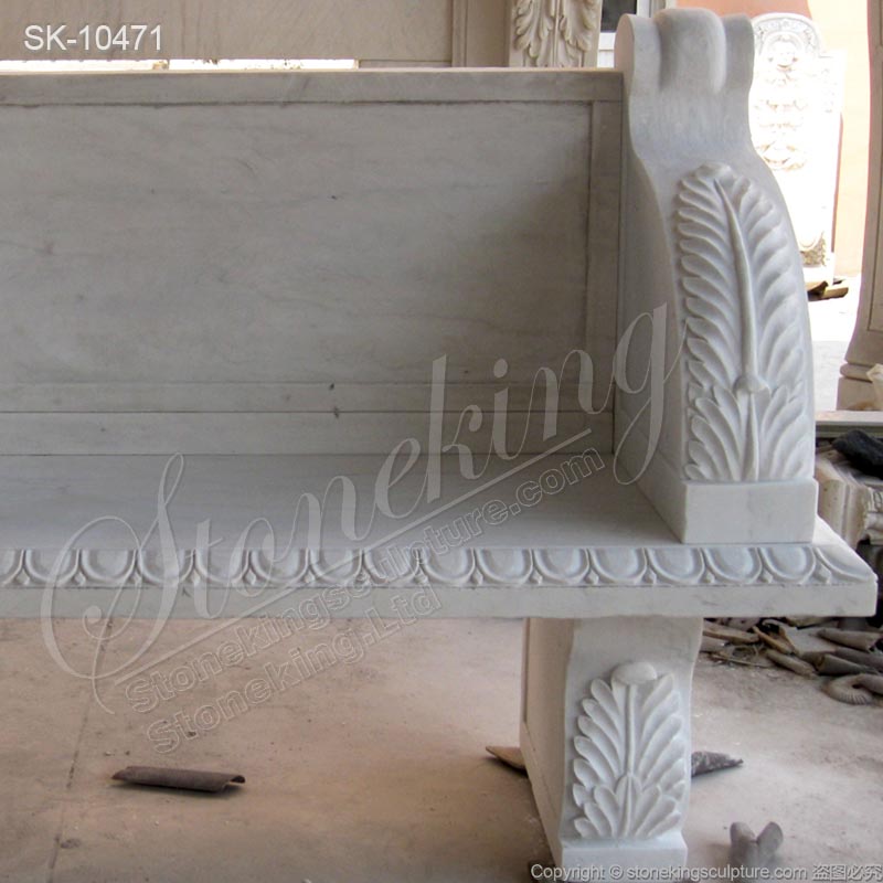 Factory Price Handcrafted White Marble Garden Bench for outside decoration for sale