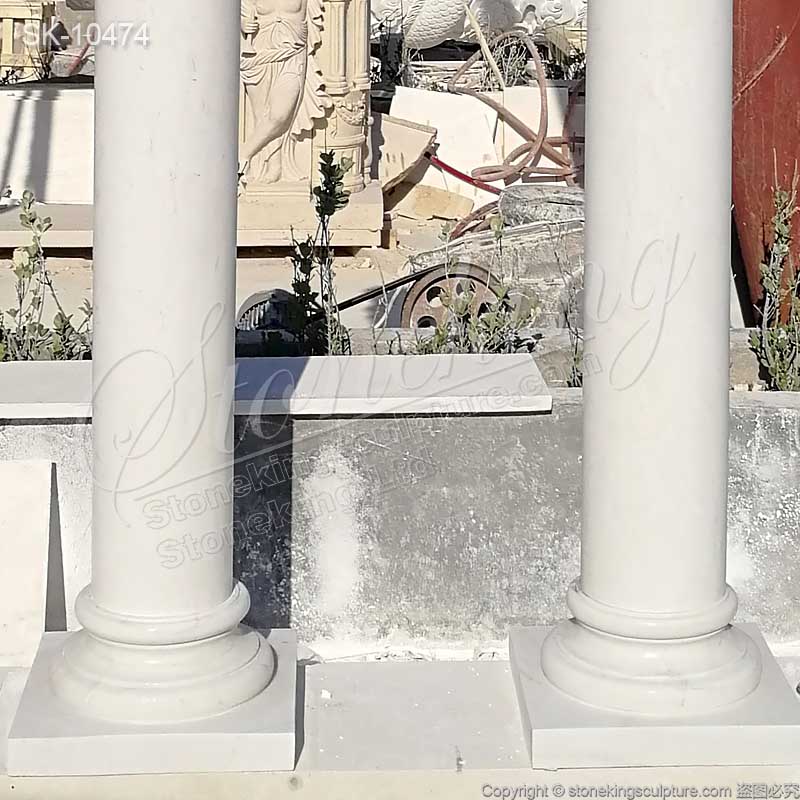 Top Quality Architectural Natural White Marble Column with Corinthian Style Capital for sale