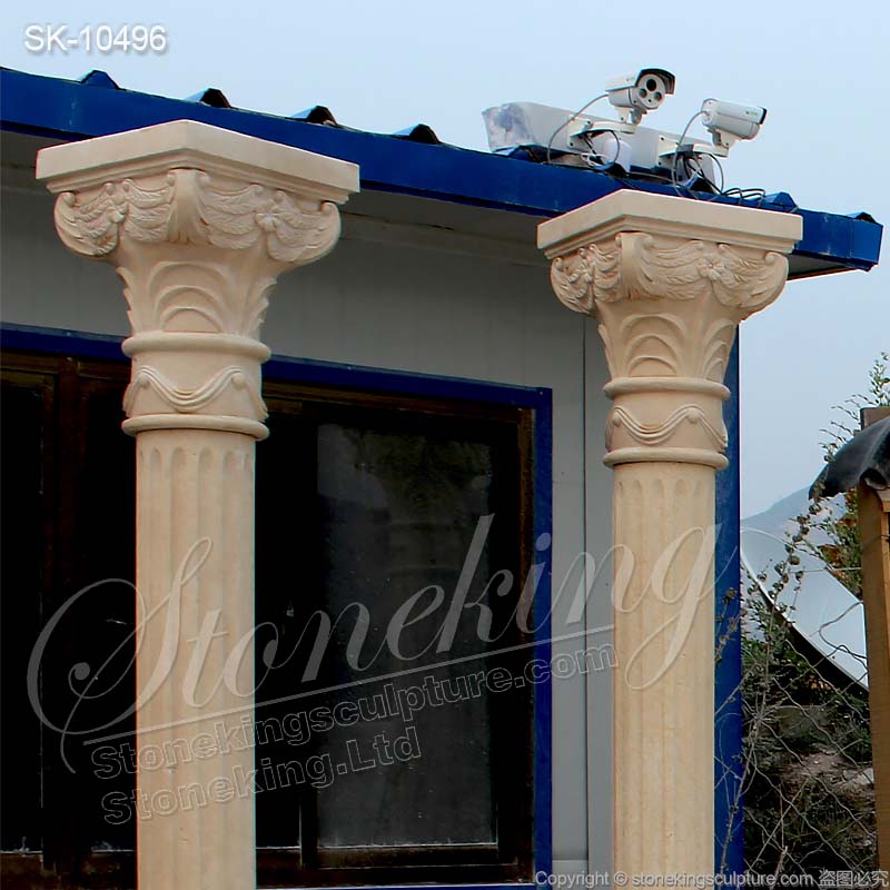 Factory Price Natural Beige Marble Modern Front Porch Columns for outdoor architecture for sale 