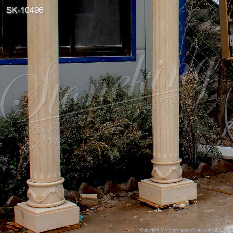 Factory Price Natural Beige Marble Modern Front Porch Columns for outdoor architecture for sale 