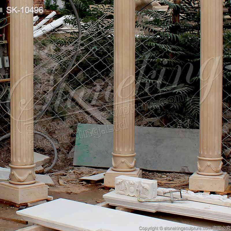 Factory Price Natural Beige Marble Modern Front Porch Columns for outdoor architecture for sale 