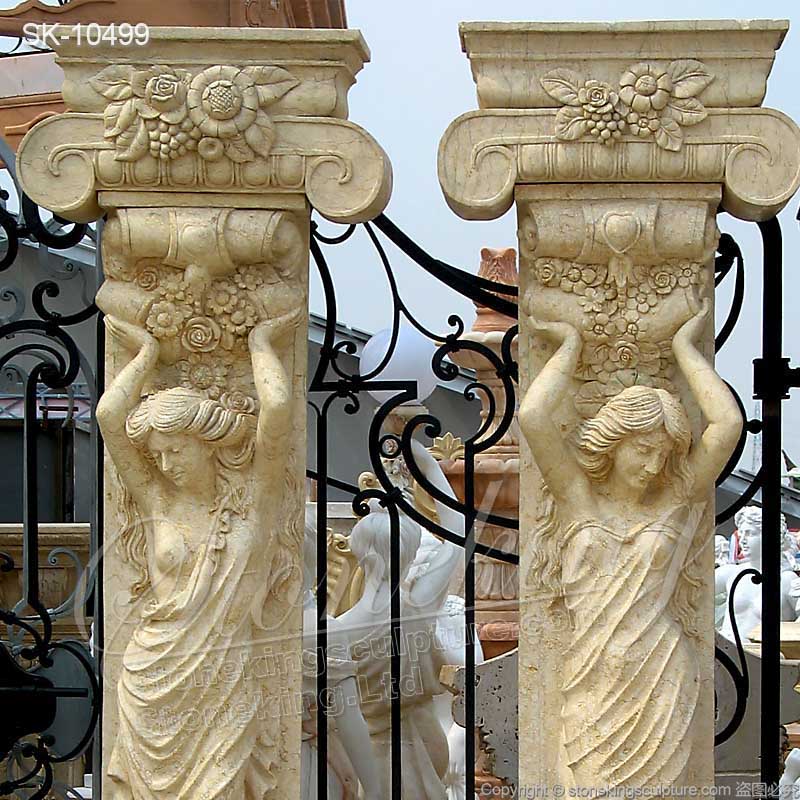 Large Decorative Building Design Caryatid Marble Roman Woman Statue Column Pillars for sale 