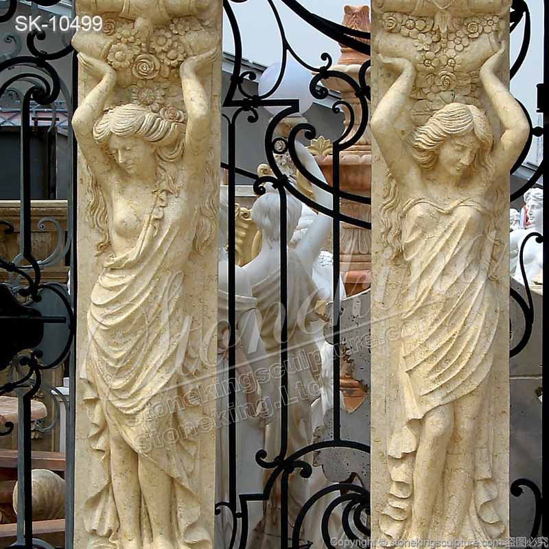 Large Decorative Building Design Caryatid Marble Roman Woman Statue Column Pillars for sale 