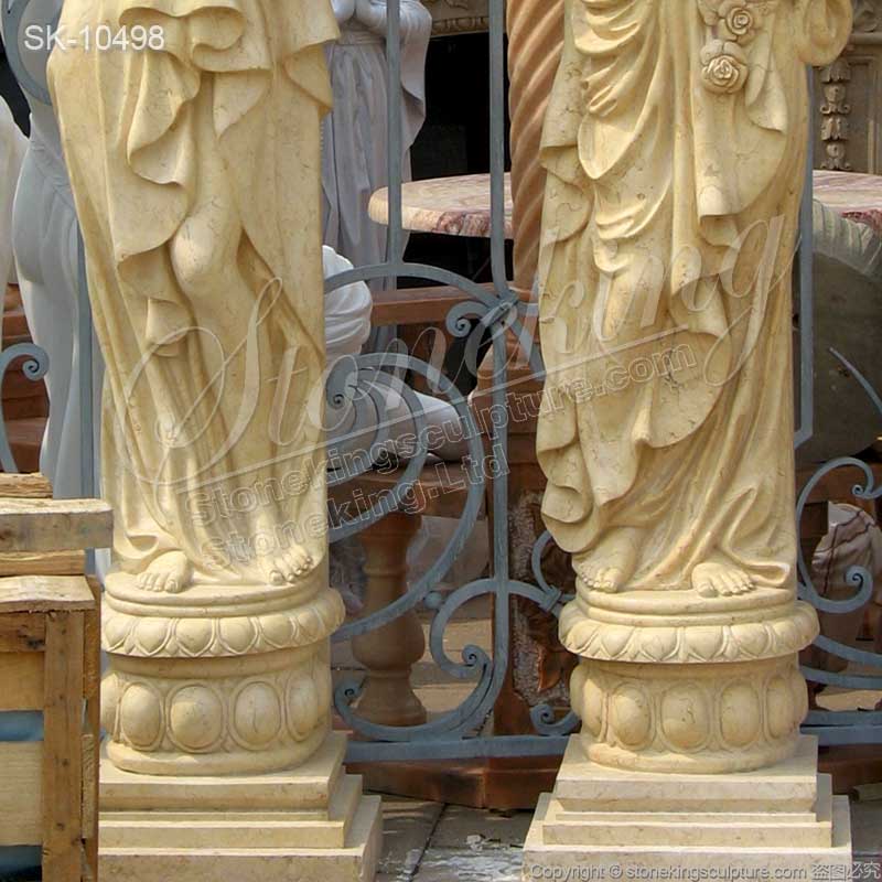 Hand Carved Caryatid Greek Female Statue Marble Decorative Columns for exterior and interior ornaments 