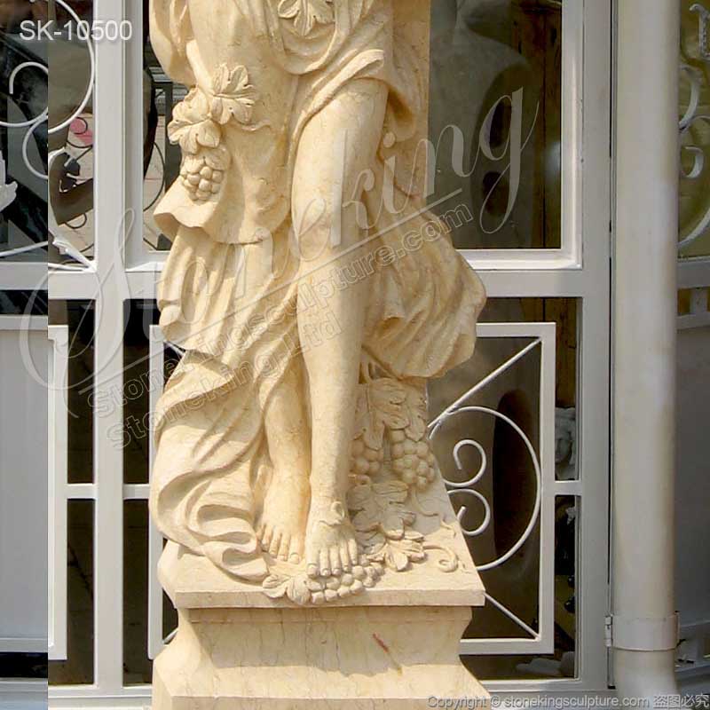 Manufacturer Marble Exterior Porch Columns of Female Statue with Grapes decoration for sale 