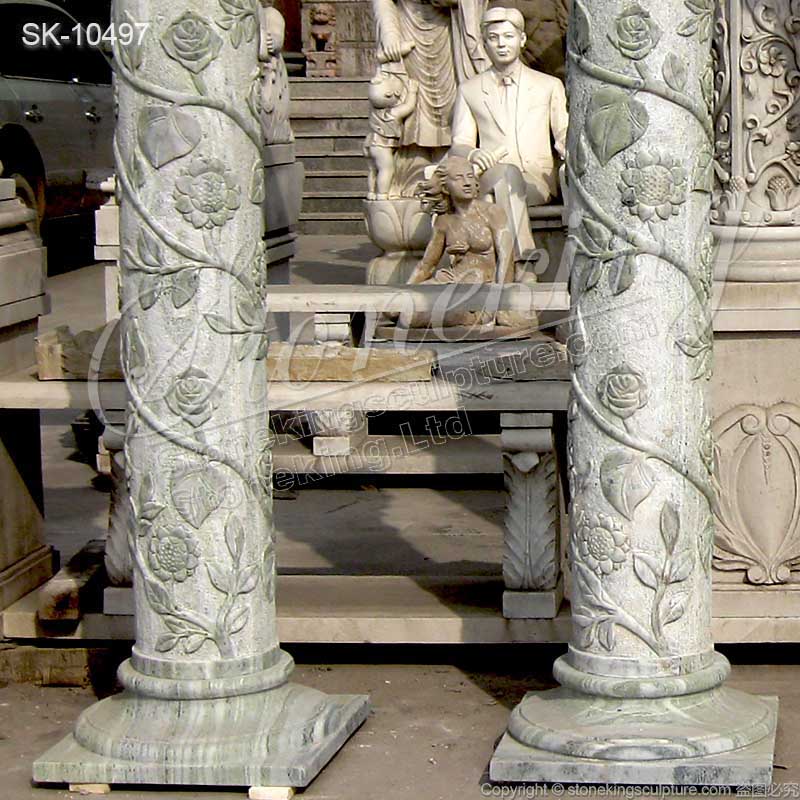 Modern Natural Green Marble Exterior Support Column for Architecture or Porch for sale 