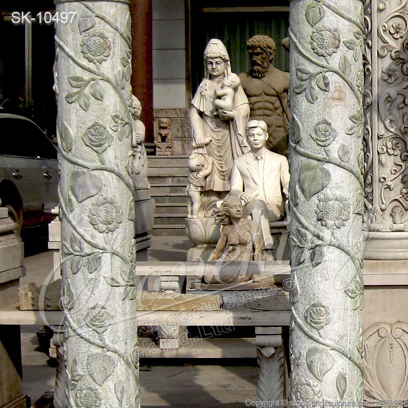 Modern Natural Green Marble Exterior Support Column for Architecture or Porch for sale 