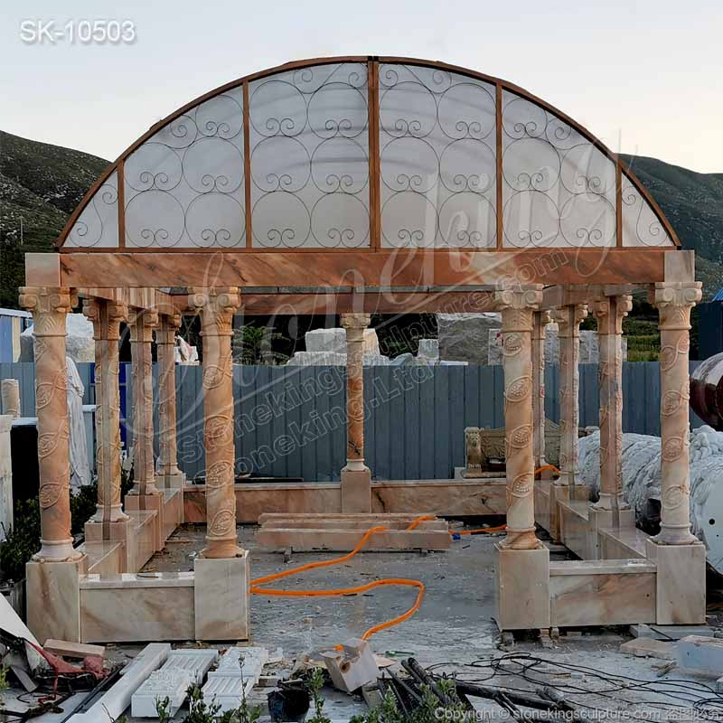 Top Quality Outdoor Rectangular Marble Gazebo with Columns for Garden Landscape for sale 