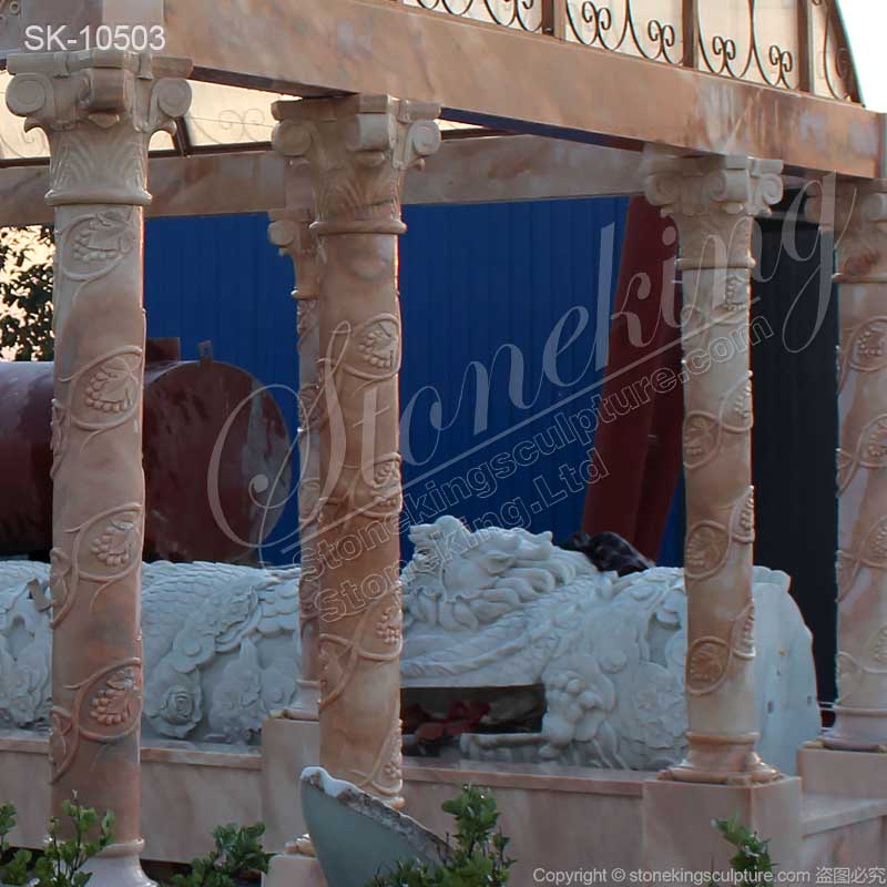 Top Quality Outdoor Rectangular Marble Gazebo with Columns for Garden Landscape for sale 