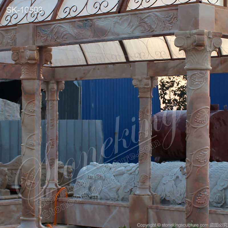 Top Quality Outdoor Rectangular Marble Gazebo with Columns for Garden Landscape for sale 