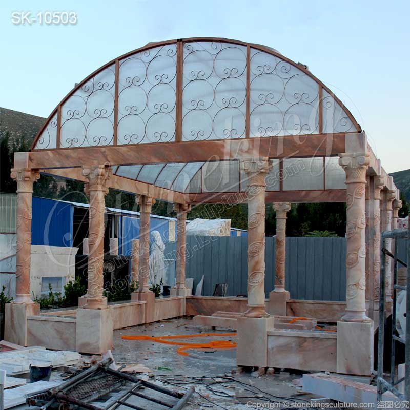 Top Quality Outdoor Rectangular Marble Gazebo with Columns for Garden Landscape for sale 