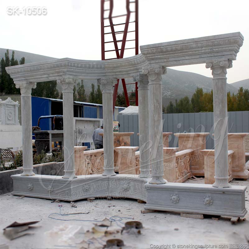 Manufacturer Large Marble Outdoor Pavilion for garden or backyard decoration for sale 