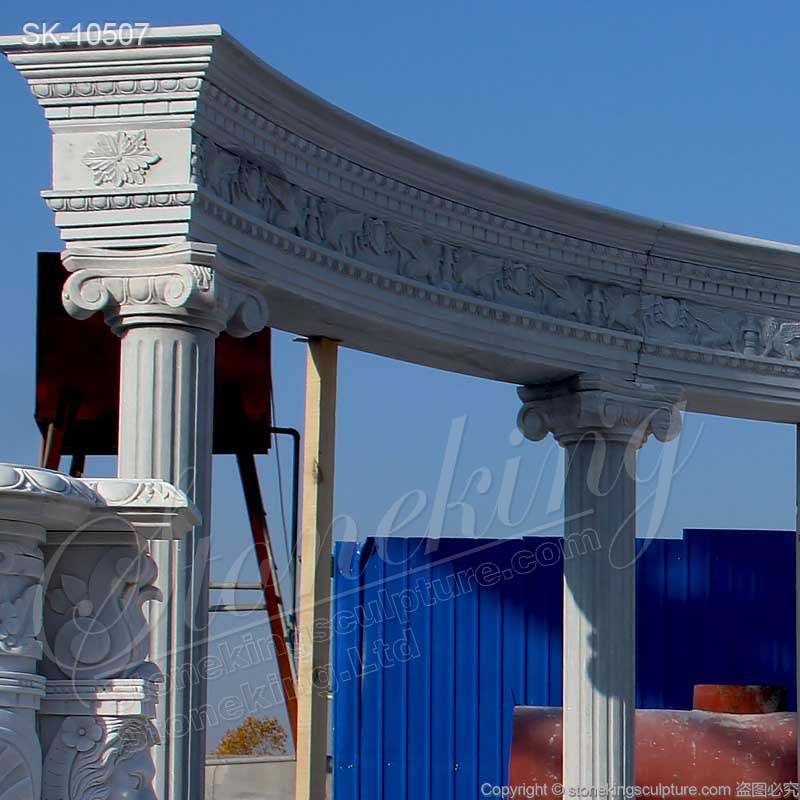 Classical White Marble Large Gazebo Pavillion with Columns for outdoor garden landscape for sale 