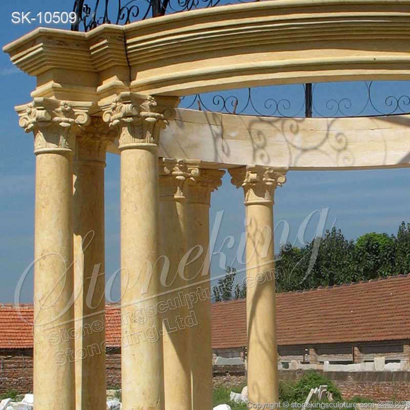 Beautiful Yellow Marble Outdoor Patio Gazebo with Corinthian Columns for home decor for sale 