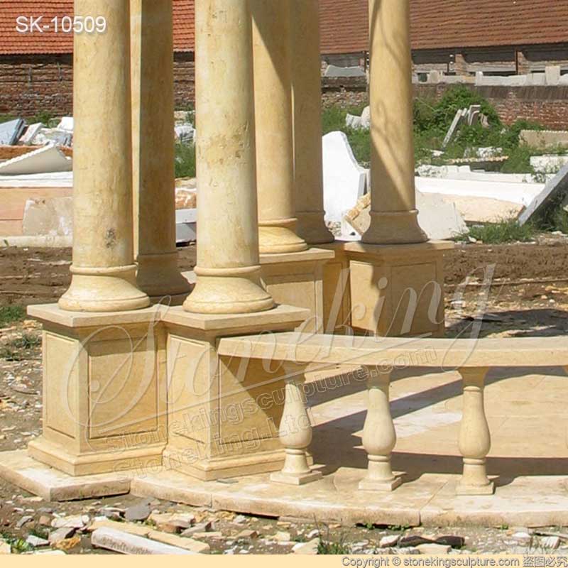 Beautiful Yellow Marble Outdoor Patio Gazebo with Corinthian Columns for home decor for sale 