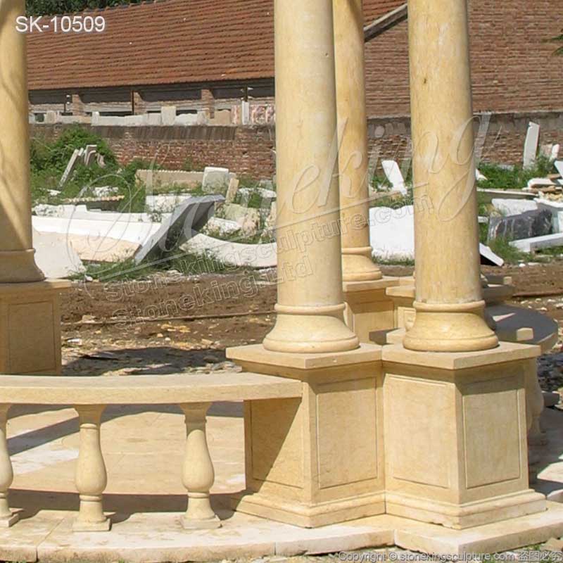 Beautiful Yellow Marble Outdoor Patio Gazebo with Corinthian Columns for home decor for sale 