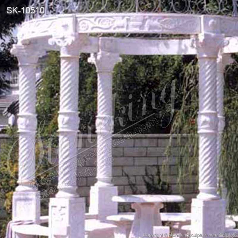 Wholesale Best White Marble Outdoor Garden Gazebo with Columns and Iron Dome for sale