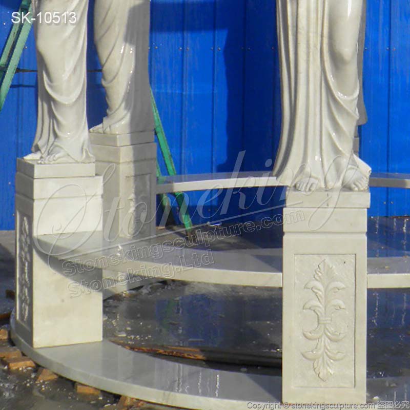 Manufacturer Top quality White Marble Outdoor Backyard Gazebo with Greek Woman Statues for sale 