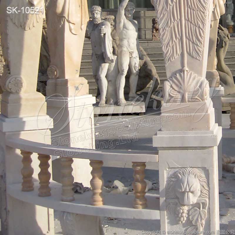 Factory Supply Hand Carved Marble Outdoor Patio Gazebo with Female Sculptures for sale