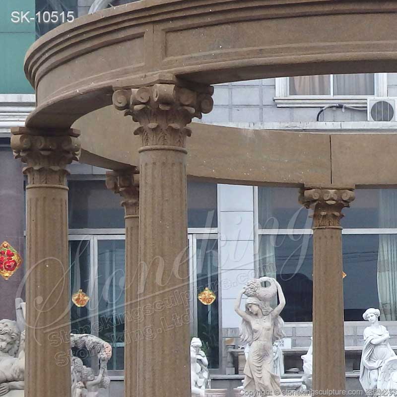 Outdoor Garden Decoration Round Marble Yard Gazebo with Greek Corinthian Columns for sale  