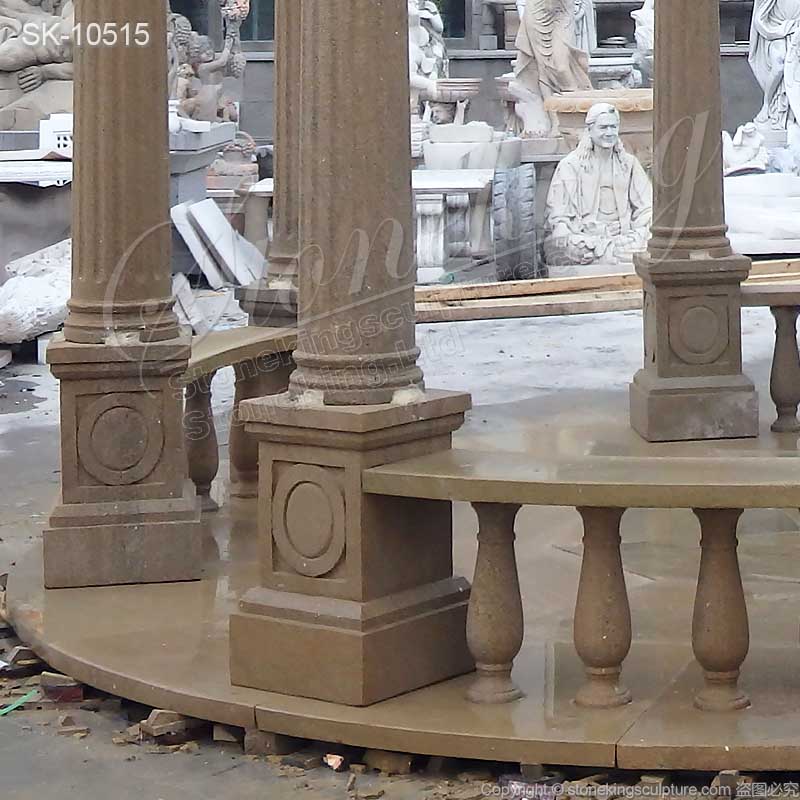 Outdoor Garden Decoration Round Marble Yard Gazebo with Greek Corinthian Columns for sale  