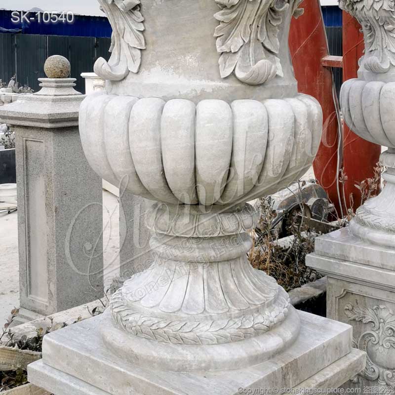 Manufacturer Hand Carved White Marble Large Outdoor Planters for garden or home decor for sale 