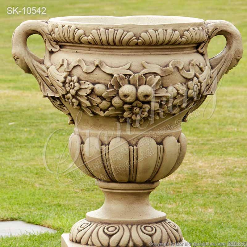 Wholesale Hand Carved Natural Stone Flower Pot for Outdoor Garden Decoration for sale