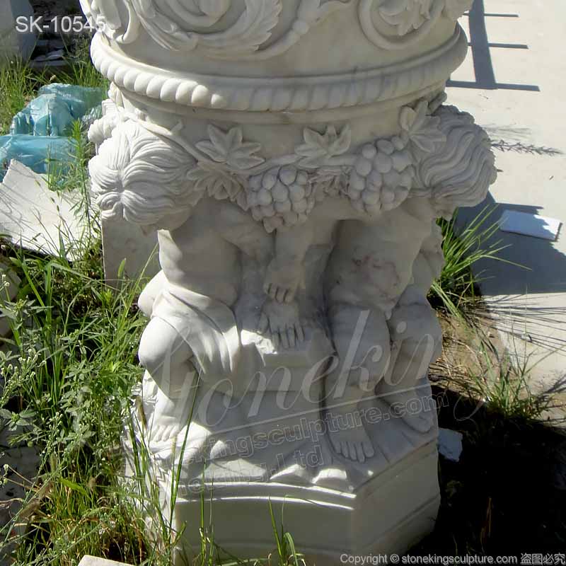 Factory Price Hand Carved Marble White Cherub Planter Pot for outdoor garden for sale