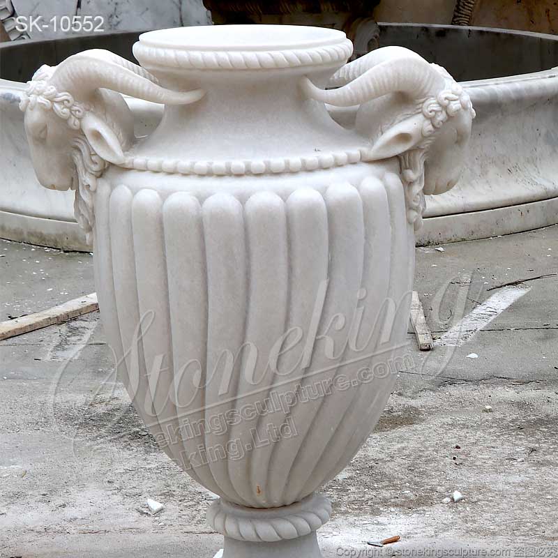 Classical Decorative White Marble Outdoor Urn Planters for garden and home decor for sale