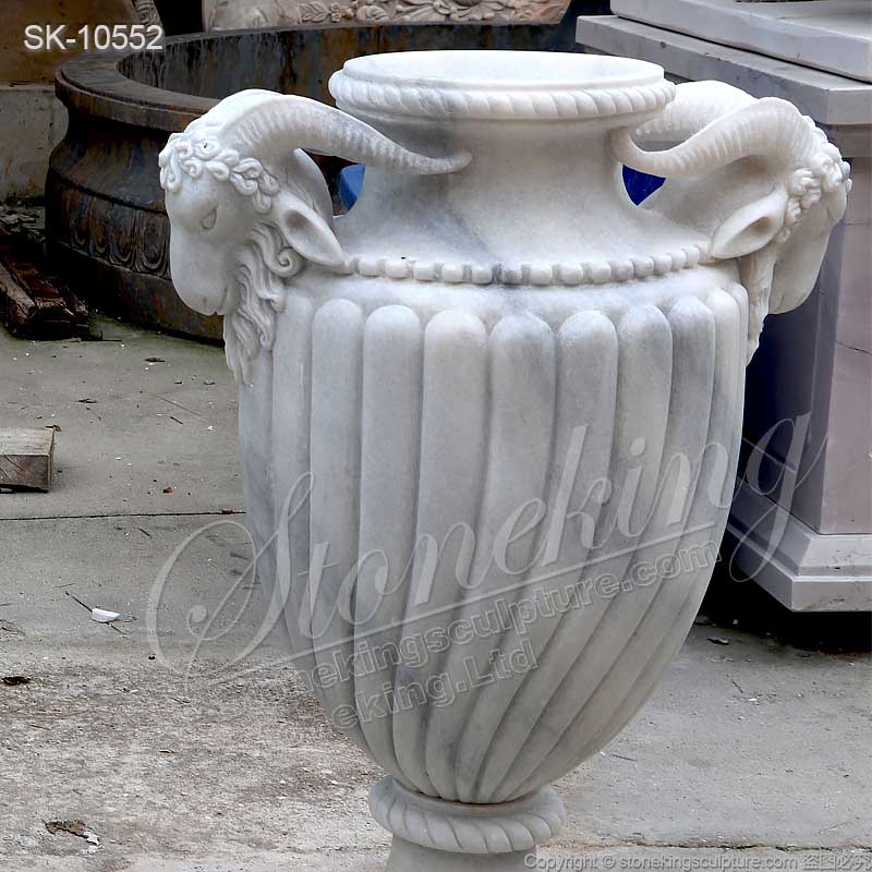 Classical Decorative White Marble Outdoor Urn Planters for garden and home decor for sale