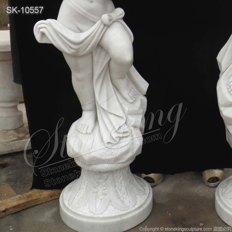 Manufactuerer Hand Carved Children Statues Outdoor Marble Flower Pots for sale 