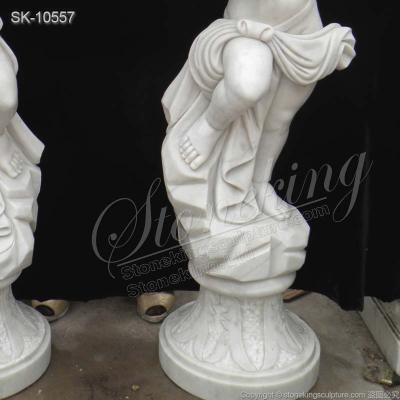 Manufactuerer Hand Carved Children Statues Outdoor Marble Flower Pots for sale 