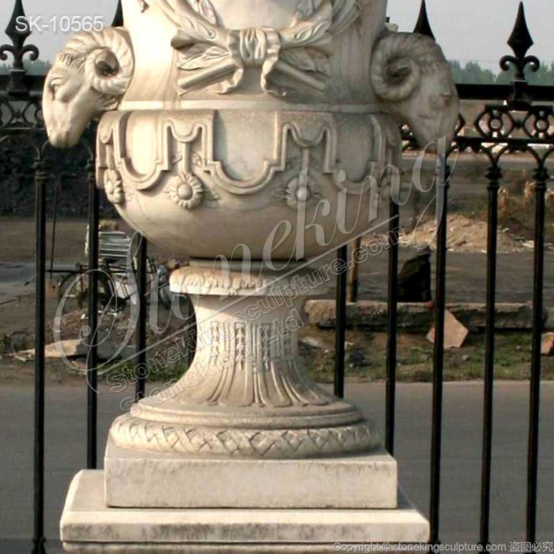 Wholesale Hand Carved Classical White Marble Large Garden Planters for outdoor decor for sale 