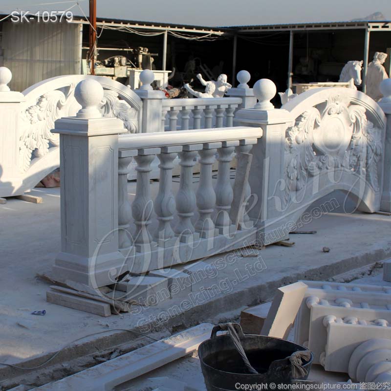 Factory Supplier Outdoor Natural White Marble Balustrade Railing for sale 