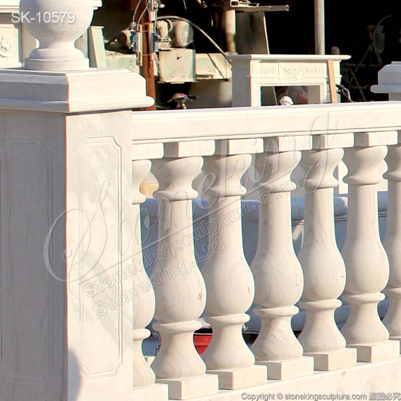 Factory Supplier Outdoor Natural White Marble Balustrade Railing for sale 