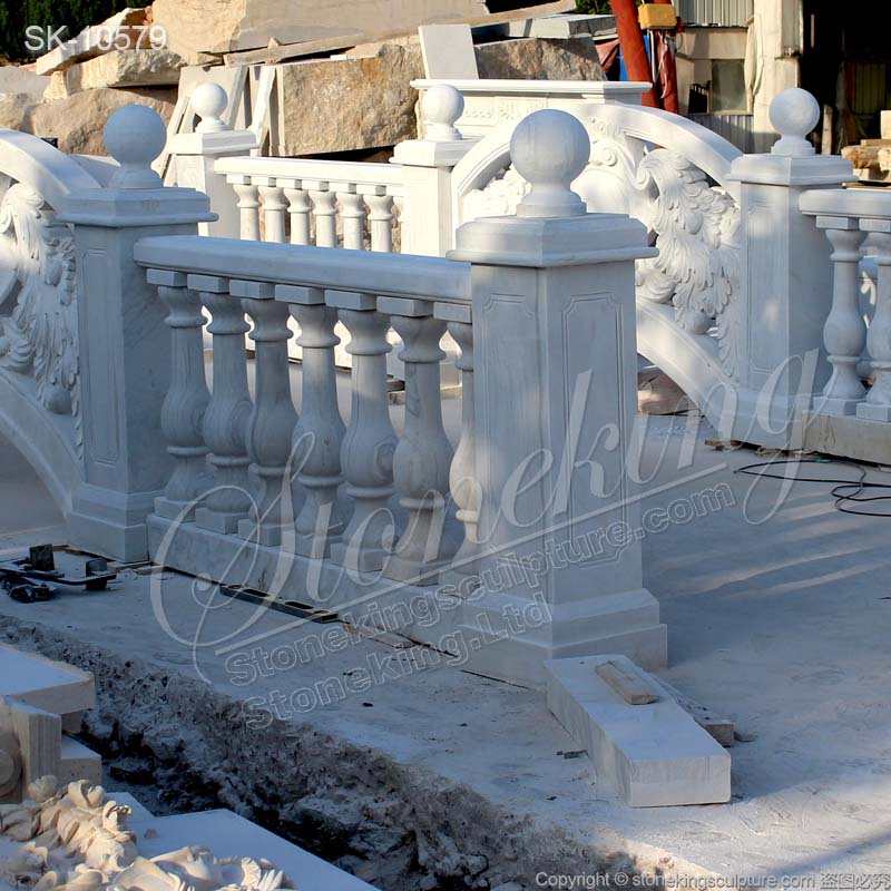 Factory Supplier Outdoor Natural White Marble Balustrade Railing for sale 