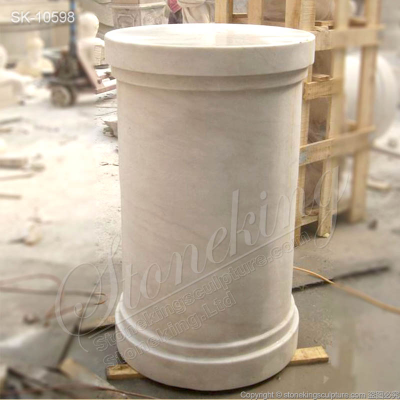 Simple Design Natural White Marble Pedestal Column for Outdoor or Home Decoration for sale 