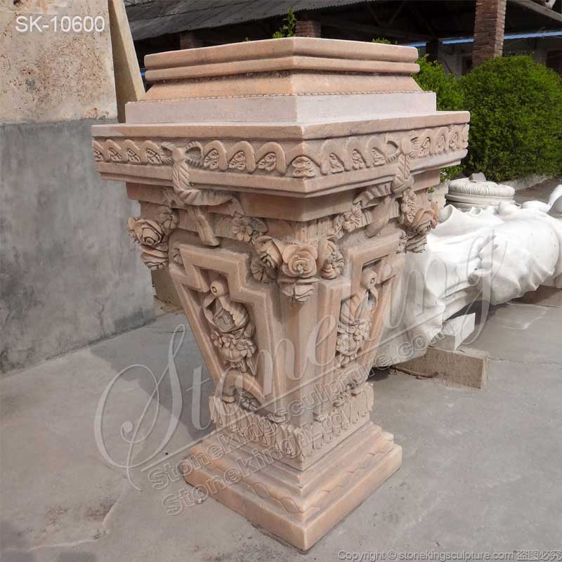 Hand Carved Solid Marble Outdoor Garden Pedestal Base for Statue or Planter for sale