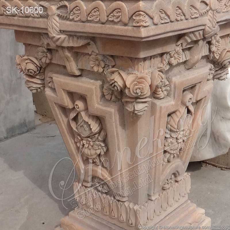 Hand Carved Solid Marble Outdoor Garden Pedestal Base for Statue or Planter for sale