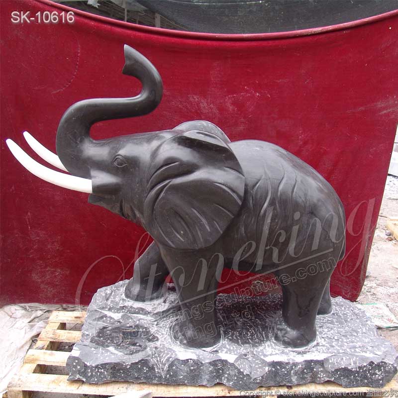 Outdoor Black Marble Elephant Statue for Garden and Home decoration for sale 