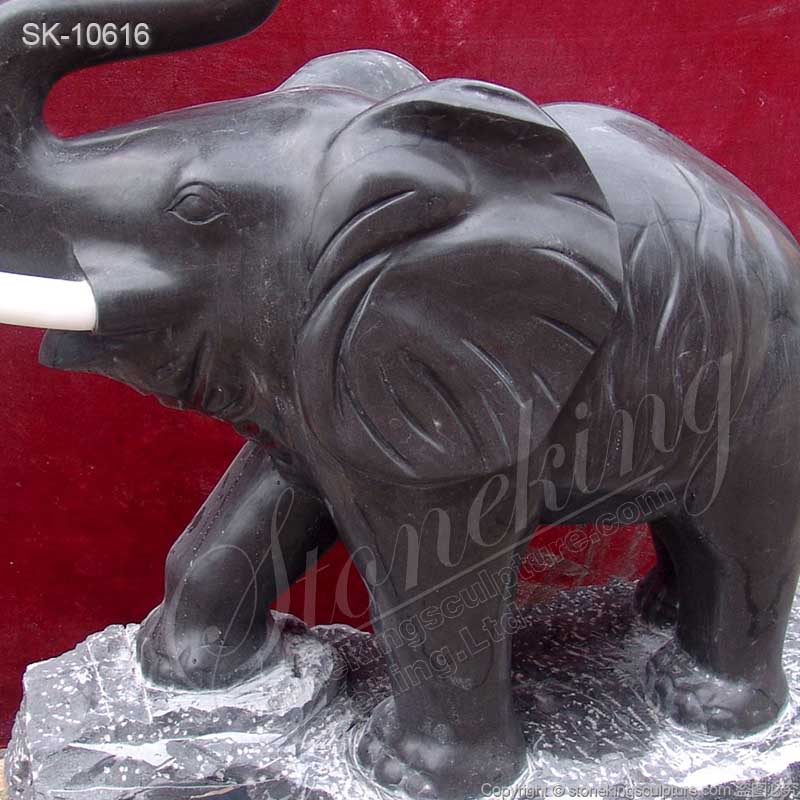 Outdoor Black Marble Elephant Statue for Garden and Home decoration for sale 