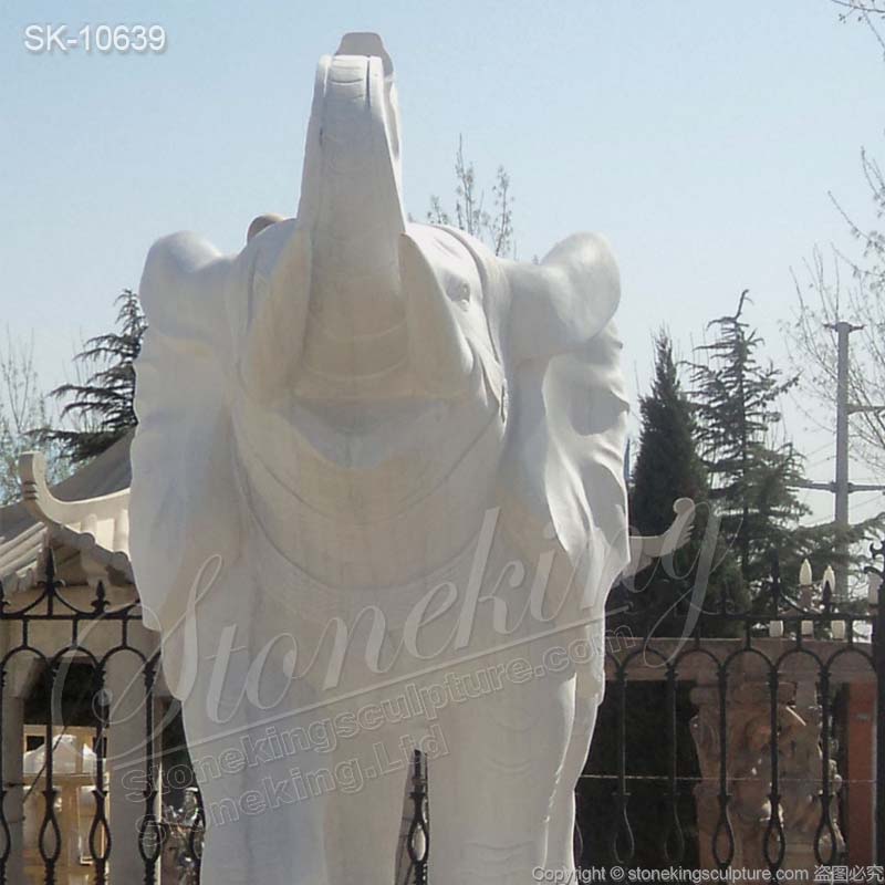 Manufacturer White Marble Large Elephant Statue for Outdoor Garden and Home Decor for sale