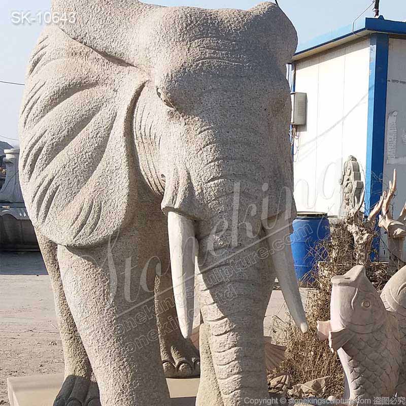 Wholesale Outdoor Large Granite Stone Elephant Statue for Garden Decor for sale 