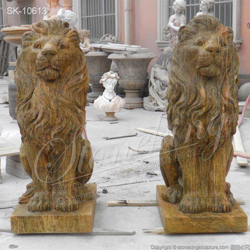  Factory Price Cheap Natural Marble Garden Lion Statues for Outside House for sale 